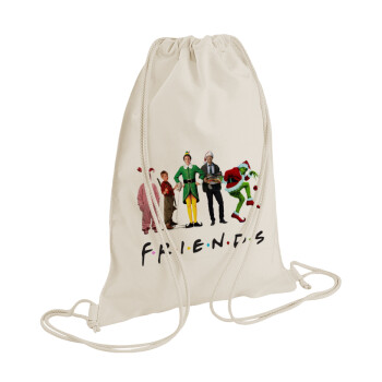 Christmas FRIENDS, Τσάντα πλάτης πουγκί GYMBAG natural (28x40cm)