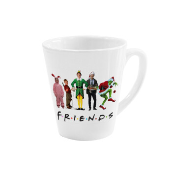 Christmas FRIENDS, Κούπα κωνική Latte Λευκή, κεραμική, 300ml