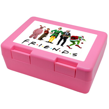 Christmas FRIENDS, Children's cookie container PINK 185x128x65mm (BPA free plastic)