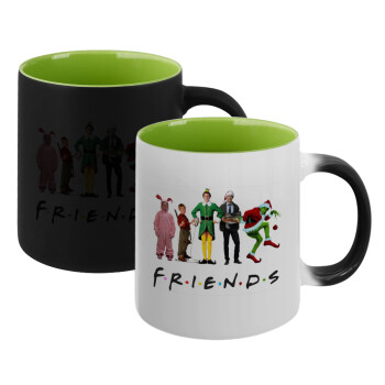 Christmas FRIENDS, Κούπα Μαγική εσωτερικό πράσινο, κεραμική 330ml που αλλάζει χρώμα με το ζεστό ρόφημα (1 τεμάχιο)