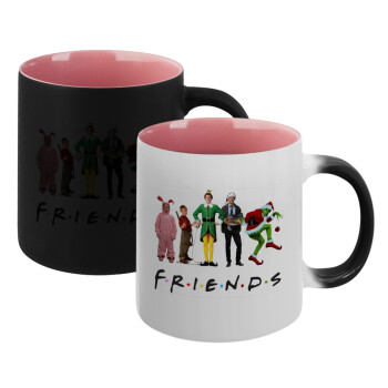 Christmas FRIENDS, Κούπα Μαγική εσωτερικό ΡΟΖ, κεραμική 330ml που αλλάζει χρώμα με το ζεστό ρόφημα (1 τεμάχιο)