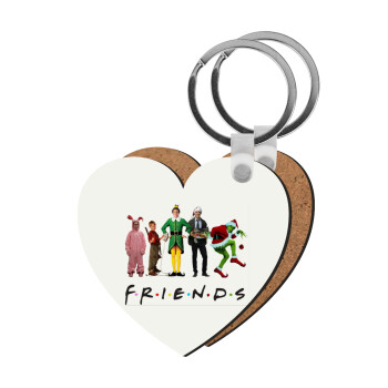 Christmas FRIENDS, Μπρελόκ Ξύλινο καρδιά MDF