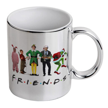 Christmas FRIENDS, Mug ceramic, silver mirror, 330ml