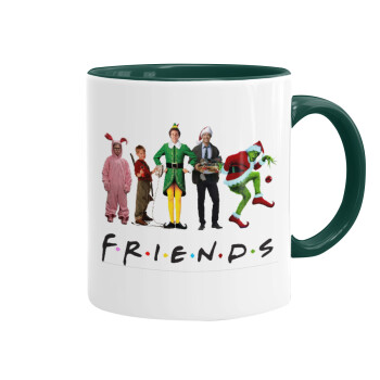 Christmas FRIENDS, Κούπα χρωματιστή πράσινη, κεραμική, 330ml