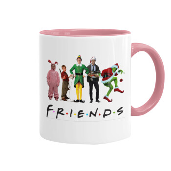 Christmas FRIENDS, Κούπα χρωματιστή ροζ, κεραμική, 330ml