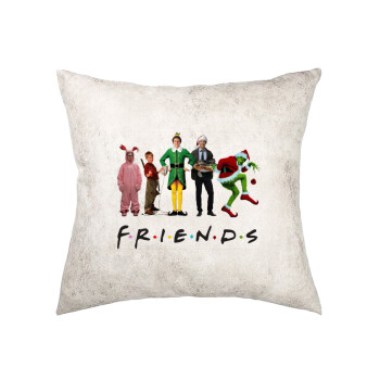 Christmas FRIENDS, Μαξιλάρι καναπέ Δερματίνη Γκρι 40x40cm με γέμισμα