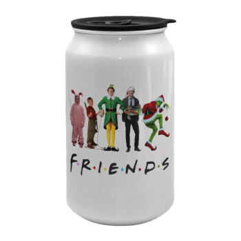 Christmas FRIENDS, Κούπα ταξιδιού μεταλλική με καπάκι (tin-can) 500ml