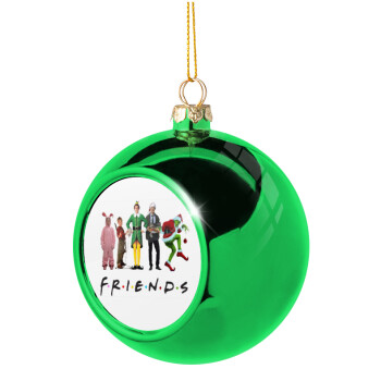 Christmas FRIENDS, Χριστουγεννιάτικη μπάλα δένδρου Πράσινη 8cm
