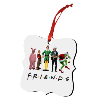 Christmas FRIENDS, Χριστουγεννιάτικο στολίδι polygon ξύλινο 7.5cm