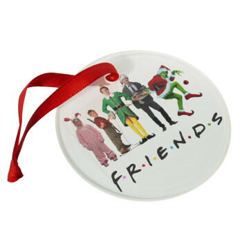 Christmas FRIENDS, Χριστουγεννιάτικο στολίδι γυάλινο 9cm