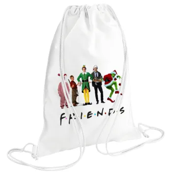 Christmas FRIENDS, Backpack pouch GYMBAG white (28x40cm)