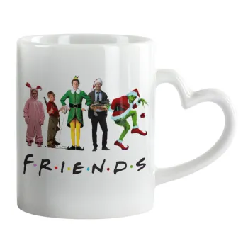 Christmas FRIENDS, Mug heart handle, ceramic, 330ml
