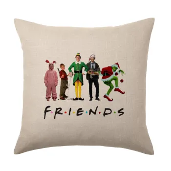 Christmas FRIENDS, Μαξιλάρι καναπέ ΛΙΝΟ 40x40cm περιέχεται το  γέμισμα