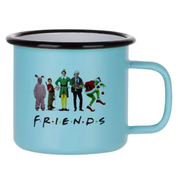 Christmas FRIENDS, Κούπα Μεταλλική εμαγιέ ΜΑΤ σιέλ 360ml