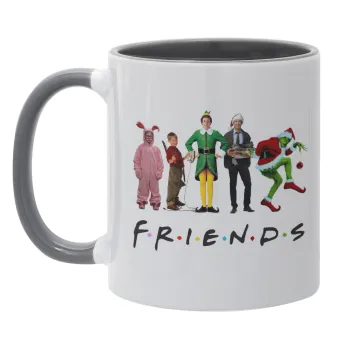 Christmas FRIENDS, Κούπα χρωματιστή γκρι, κεραμική, 330ml