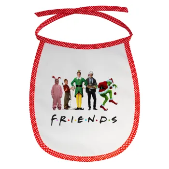 Christmas FRIENDS, Σαλιάρα μωρού αλέκιαστη με κορδόνι Κόκκινη