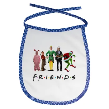 Christmas FRIENDS, Σαλιάρα μωρού αλέκιαστη με κορδόνι Μπλε