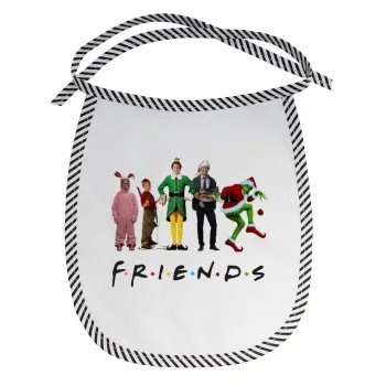 Christmas FRIENDS, Σαλιάρα μωρού αλέκιαστη με κορδόνι Μαύρη