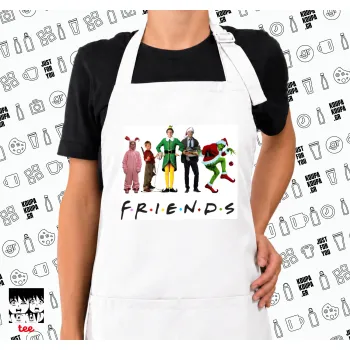 Christmas FRIENDS, Ποδιά μακριά Σεφ ολόσωμη με τσέπες white (ΕΝΗΛΙΚΩΝ)