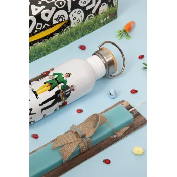 Christmas FRIENDS, Πασχαλινή Λαμπάδα με παγούρι μεταλλικό (620ml, stainless steel) & κερί αρωματικό πλακέ (30cm) (ΤΙΡΚΟΥΑΖ)