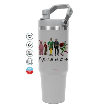 Christmas FRIENDS, ΓΚΡΙ χρώματος Θερμός Ανοξείδωτο 890ml (30oz) με χερούλι