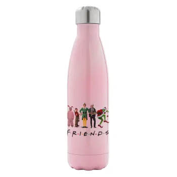 Christmas FRIENDS, Metal mug thermos Pink Iridiscent (Stainless steel), double wall, 500ml