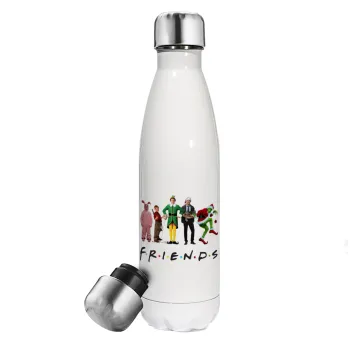 Christmas FRIENDS, Metal mug thermos White (Stainless steel), double wall, 500ml