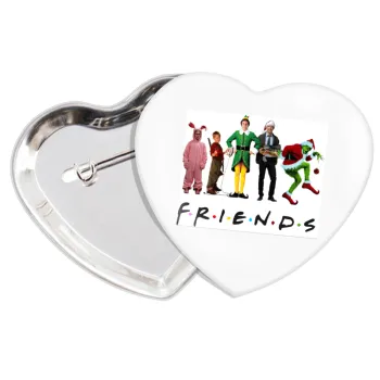 Christmas FRIENDS, Κονκάρδα παραμάνα καρδιά (57x52mm)