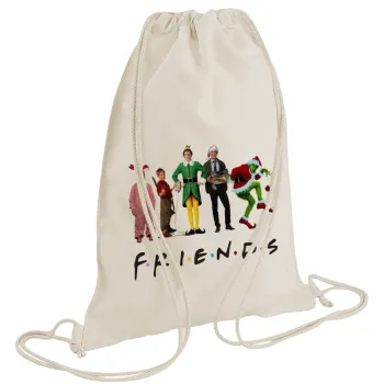 Christmas FRIENDS, Τσάντα πλάτης πουγκί GYMBAG natural (28x40cm)