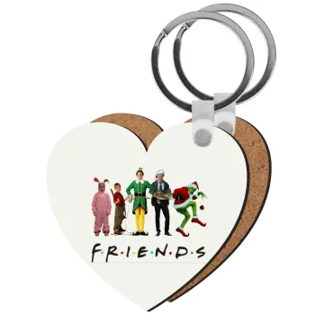 Christmas FRIENDS, Μπρελόκ Ξύλινο καρδιά MDF
