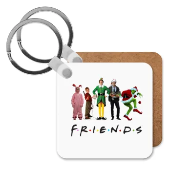 Christmas FRIENDS, Μπρελόκ Ξύλινο τετράγωνο MDF