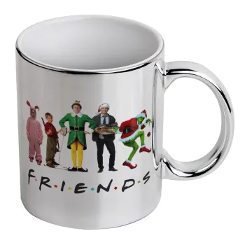 Christmas FRIENDS, Mug ceramic, silver mirror, 330ml