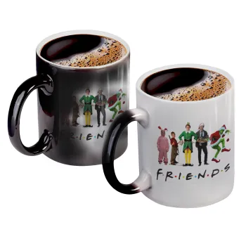 Christmas FRIENDS, Color changing magic Mug, ceramic, 330ml when adding hot liquid inside, the black colour desappears (1 pcs)