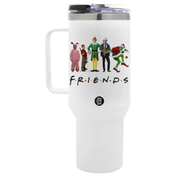 Christmas FRIENDS, Mega Tumbler με καπάκι, διπλού τοιχώματος (θερμό) 1,2L