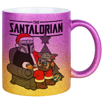 Star Wars Santalorian, Κούπα Χρυσή/Ροζ Glitter, κεραμική, 330ml