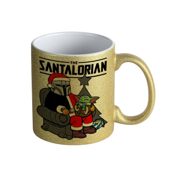 Star Wars Santalorian, Κούπα Χρυσή Glitter που γυαλίζει, κεραμική, 330ml