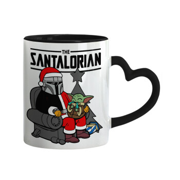 Star Wars Santalorian, Κούπα καρδιά χερούλι μαύρη, κεραμική, 330ml