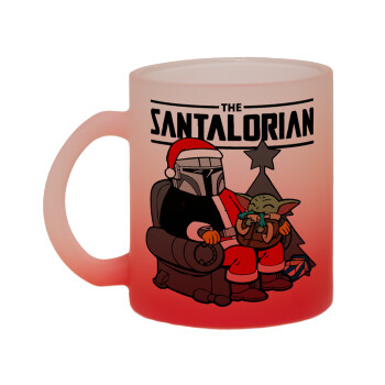 Star Wars Santalorian, Κούπα γυάλινη δίχρωμη με βάση το κόκκινο ματ, 330ml