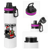 Metallic water bottle with safety lid, 850ml aluminum