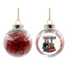 Transparent Christmas tree ball ornament with red filling 8cm