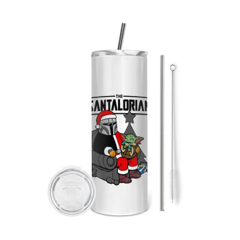 Star Wars Santalorian, Tumbler ποτήρι θερμό από ανοξείδωτο ατσάλι 600ml, με μεταλλικό καλαμάκι & βούρτσα καθαρισμού