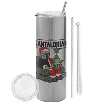 Star Wars Santalorian, Tumbler stainless steel Silver 600ml, with metal straw & cleaning brush