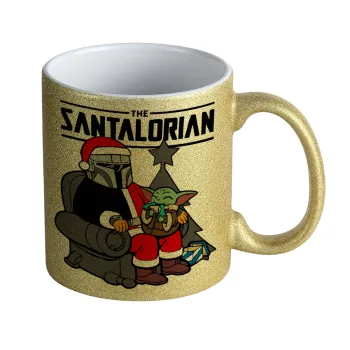 Star Wars Santalorian, Κούπα Χρυσή Glitter που γυαλίζει, κεραμική, 330ml