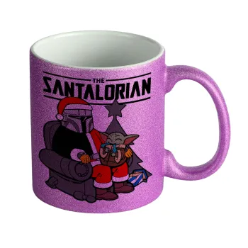 Star Wars Santalorian, Κούπα Μωβ Glitter που γυαλίζει, κεραμική, 330ml