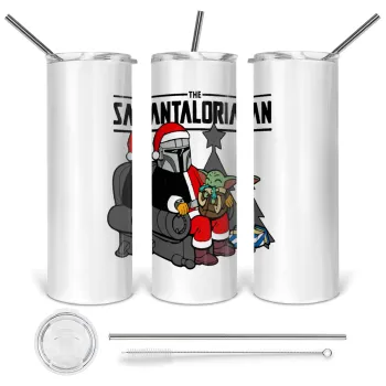 Star Wars Santalorian, Tumbler ποτήρι θερμό από ανοξείδωτο ατσάλι 600ml, με μεταλλικό καλαμάκι & βούρτσα καθαρισμού