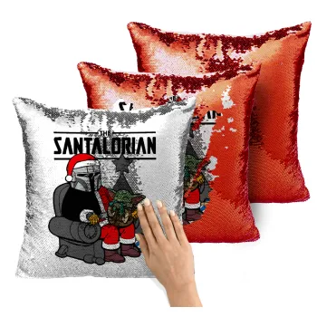 Star Wars Santalorian, Μαξιλάρι καναπέ Μαγικό Κόκκινο με πούλιες 40x40cm περιέχεται το γέμισμα