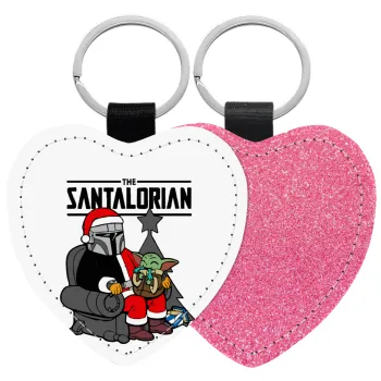 Star Wars Santalorian, Μπρελόκ PU δερμάτινο glitter καρδιά ΡΟΖ