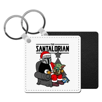 Star Wars Santalorian, Μπρελόκ Δερματίνη, τετράγωνο ΜΑΥΡΟ (5x5cm)