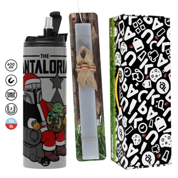 Star Wars Santalorian, Πασχαλινή Λαμπάδα με Travel Tumbler θερμό (600ml, BPA free) & κερί αρωματικό πλακέ (30cm) (ΓΚΡΙ)