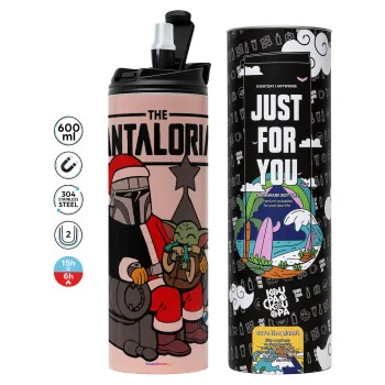 Star Wars Santalorian, Tumbler ποτήρι θερμό ΡΟΖ από ανοξείδωτο ατσάλι 600ml